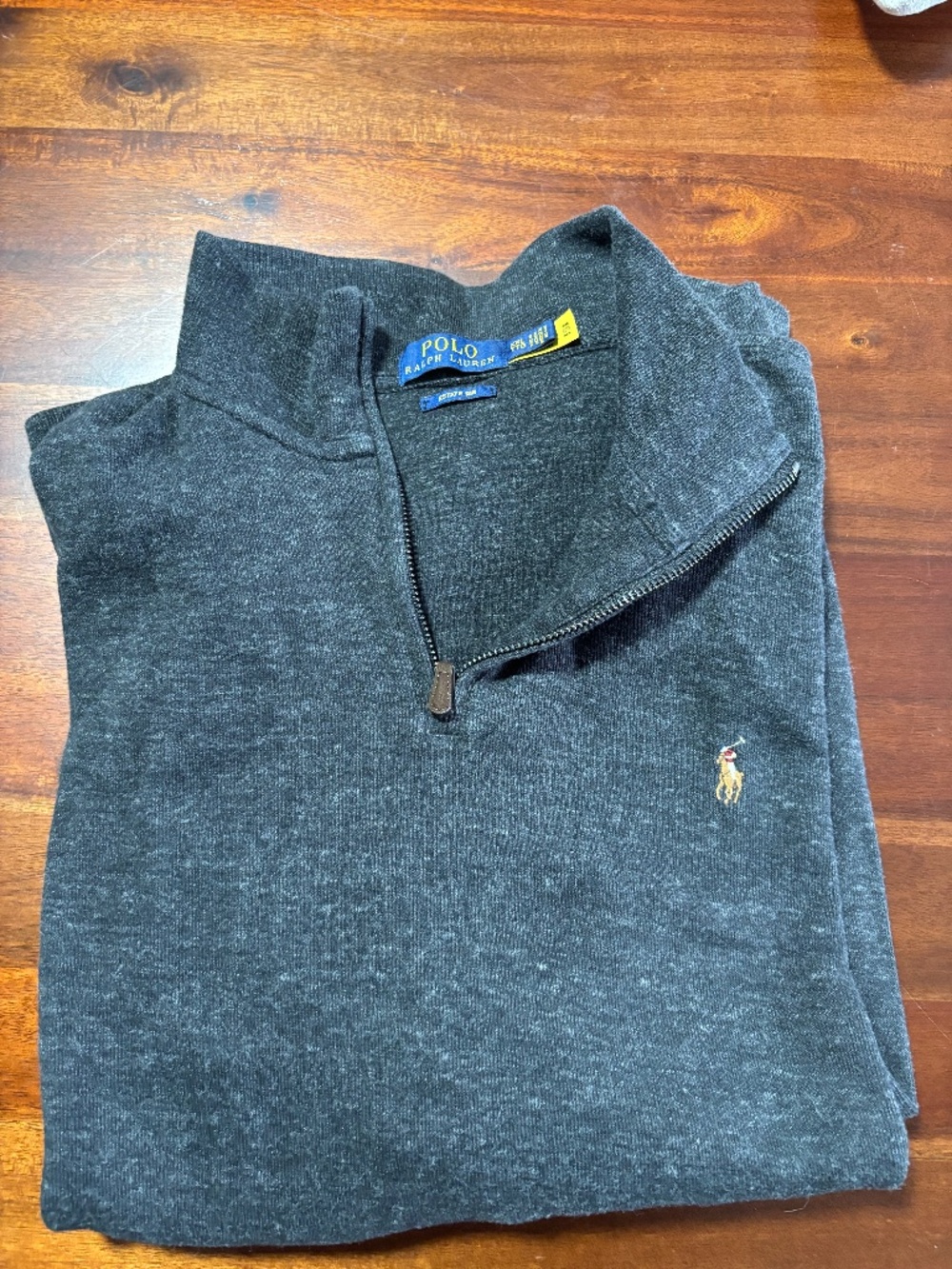 Polo Ralph Lauren Men's XXL Heather Charcoal Grey Quarter-Zip Sweater Pony Logo